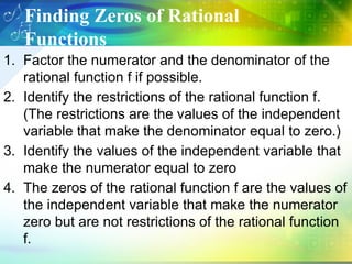 Zeros In Rational Function Finding zeros of Rational Functions.pptx