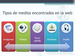 Tipos de medios encontrados en la web
 