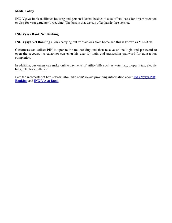 Find Latest Ing Vysya Bank Offers Online