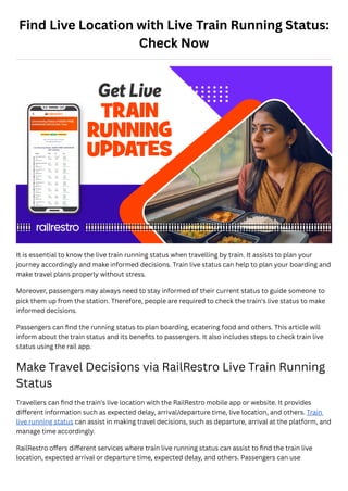 Live Location Train Find Live Location with Live Train Running Status Check Now | PDF