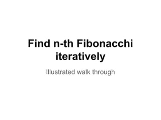 Find n-th Fibonacci
iteratively
Illustrated walk through

 