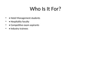 FindNotes.in: Curriculum-Aligned Notes for Hospitality and Hotel ...