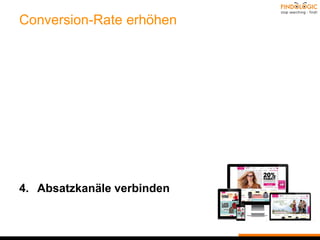 Conversion-Rate erhöhen
1. Suchqualität
2. Verkauf gezielt steuern
3. Einkaufserlebnisse schaffen
4. Absatzkanäle verbinden
 