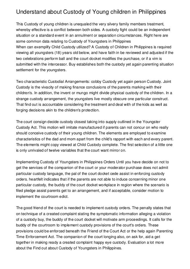 Understand about Custody of Young children in Philippines