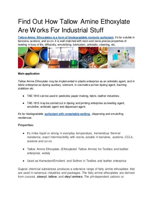 Find out how tallow amine ethoxylate are works for industrial stuff