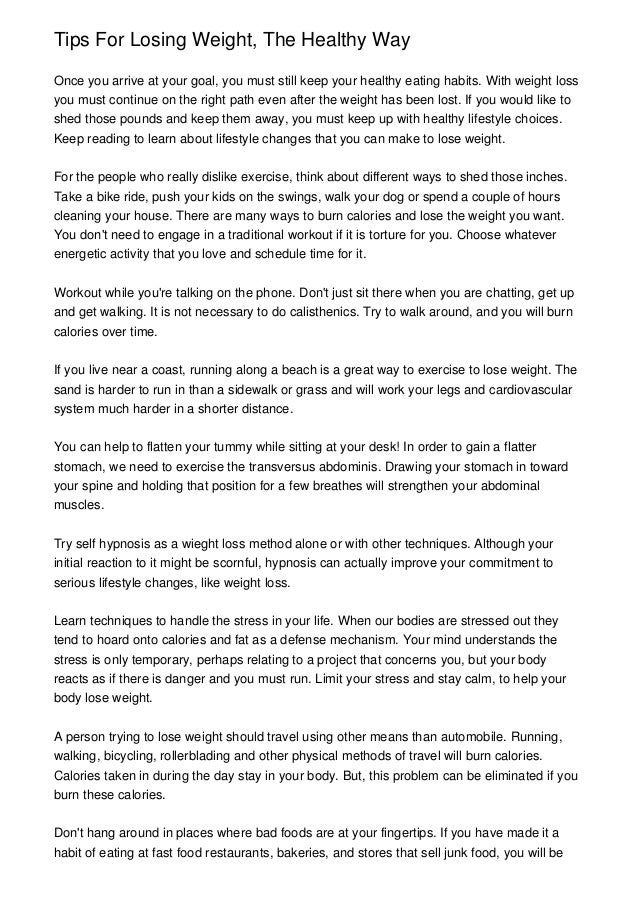 Tips For Losing Weight The Healthy Way