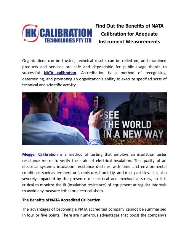 Find out the benefits of nata calibration for adequate instrument