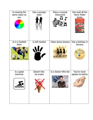 Find someone who (version for children)