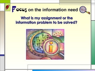 What is my assignment or the information problem to be solved?                                                                                        