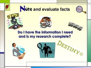Do I have the information I need and is my research complete?  WWW 