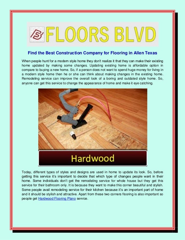 Find The Best Construction Company For Flooring In Allen Texas