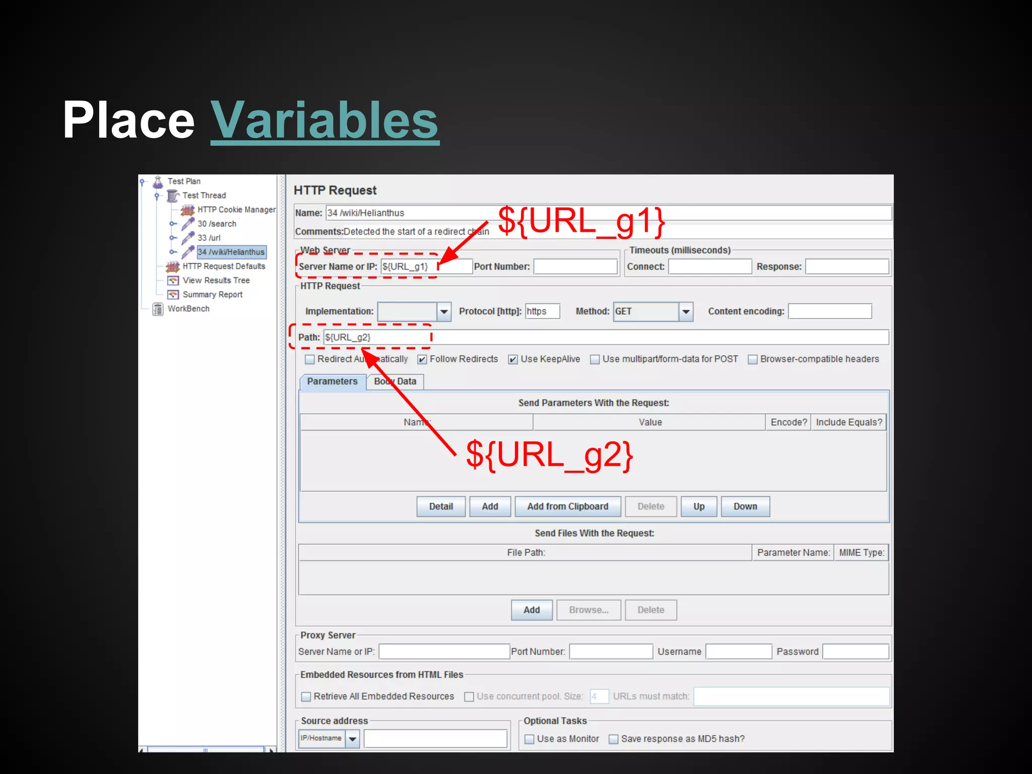 Extract Variables
(.*?)
Variables will be
URL_g1, URL_g2
 