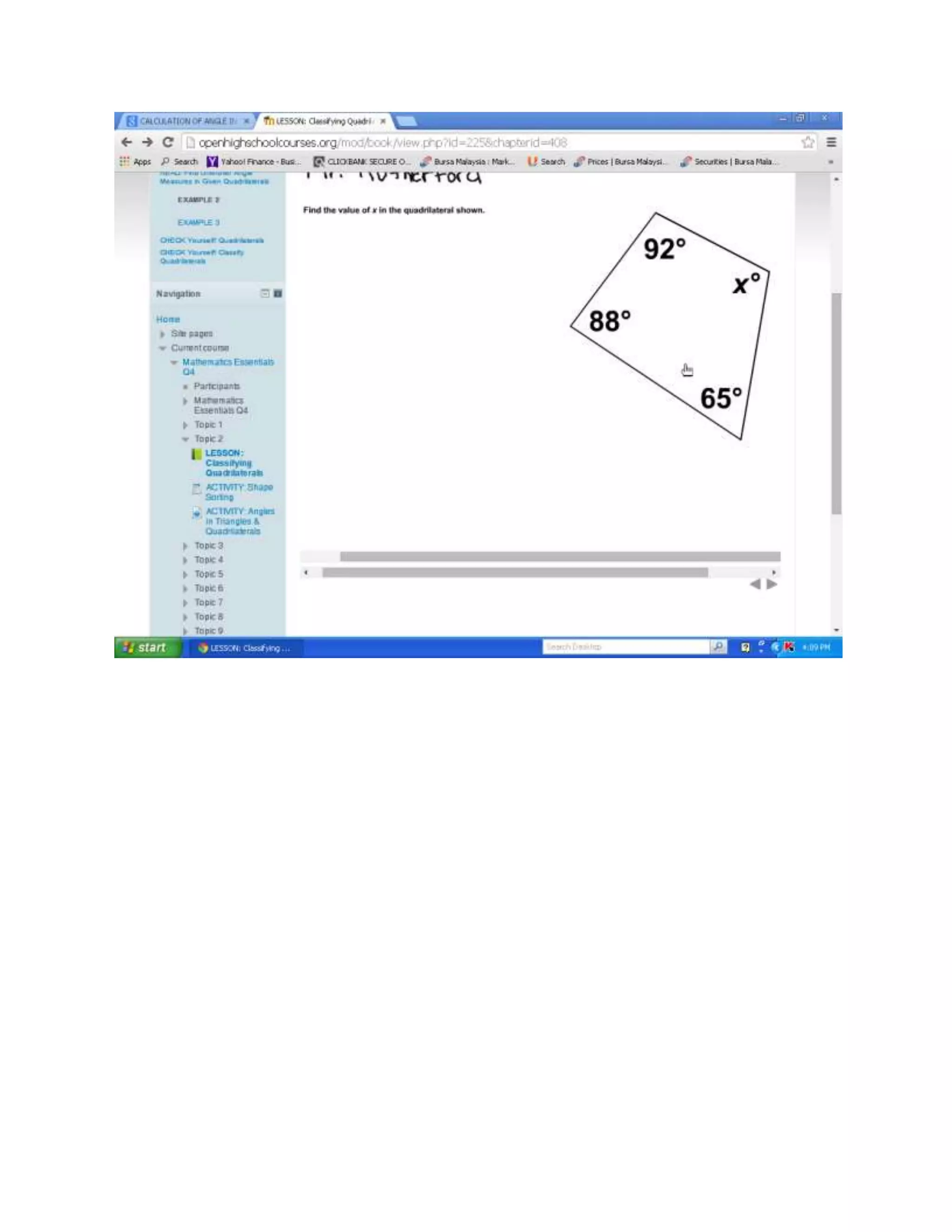 Find unknown angle measures in given quadrilaterals | DOCX