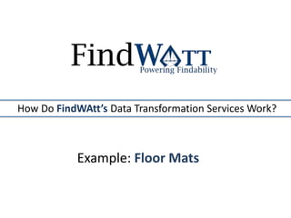 How Do FindWAtt’s Data Transformation Services Work?Example: Floor Mats