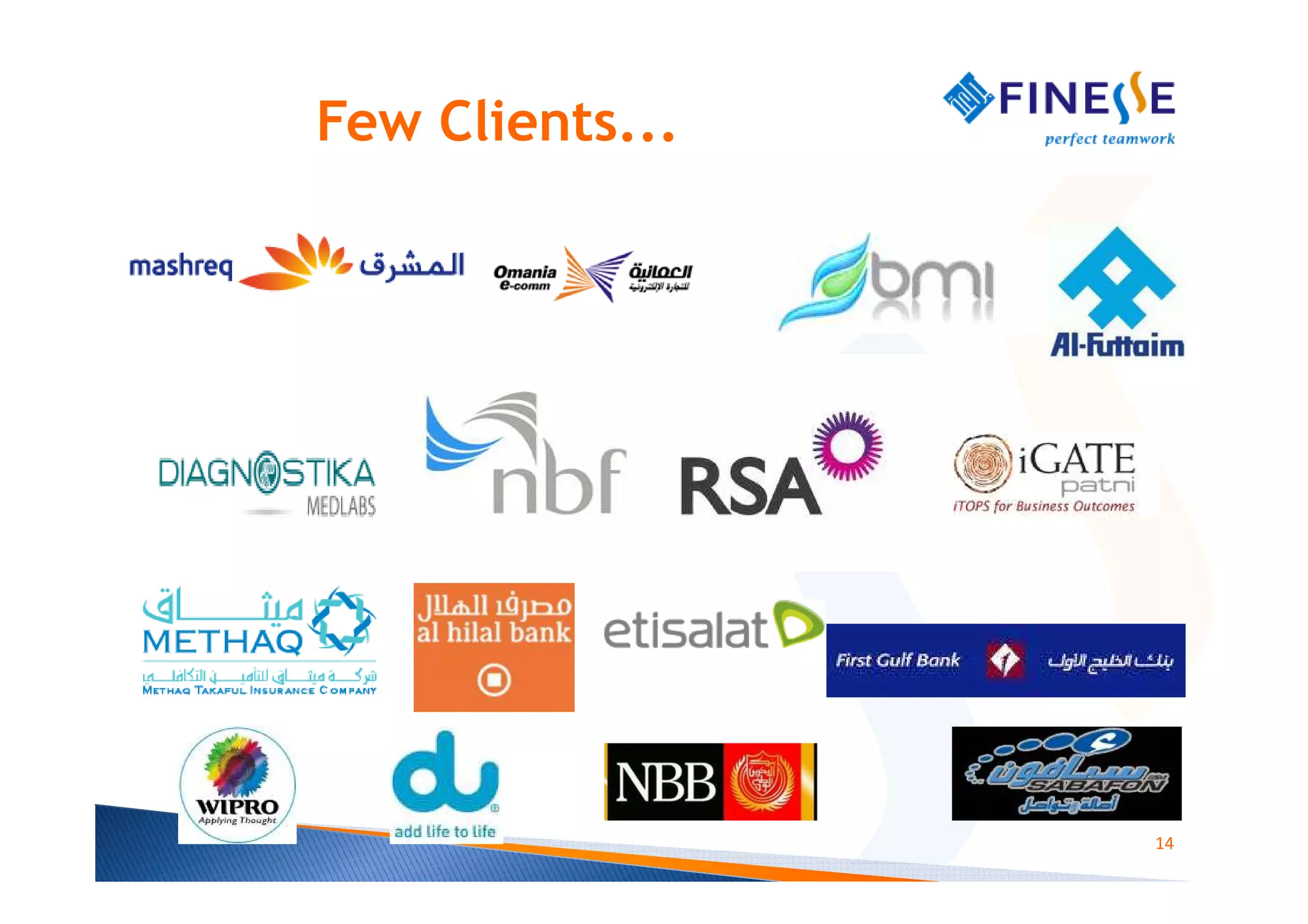 Few Clients...




                 14
 