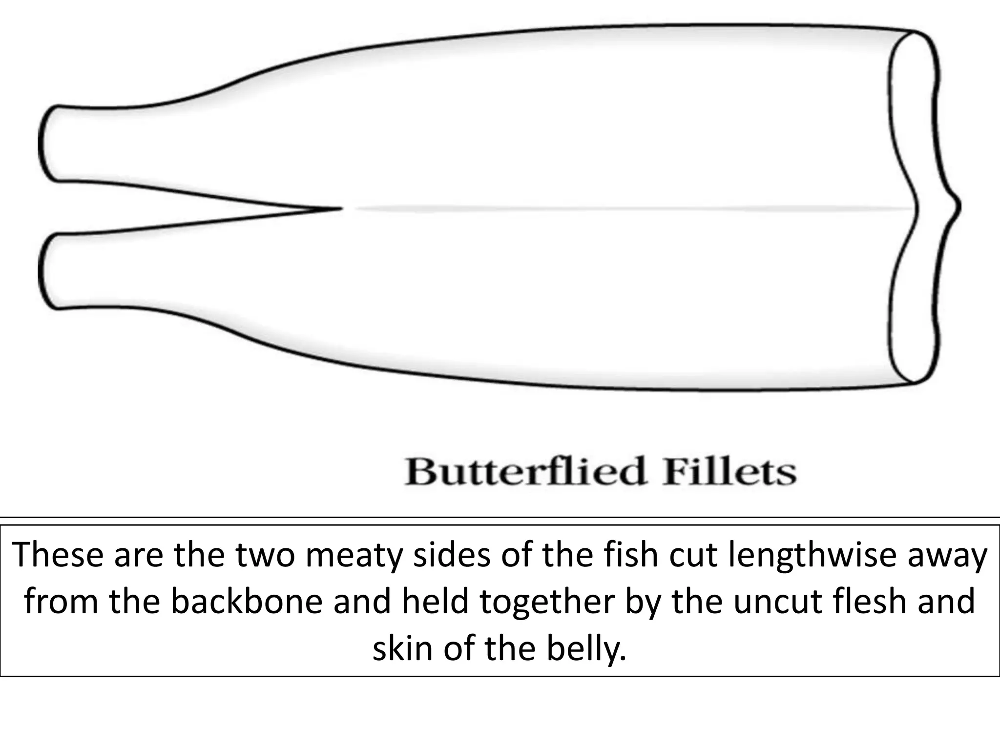 These are the two meaty sides of the fish cut lengthwise away
 from the backbone and held together by the uncut flesh and
                     skin of the belly.
 