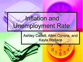 Inflation and Unemployment Rate Ashley Catlett, Allen Corona, and Kayla Wallace 