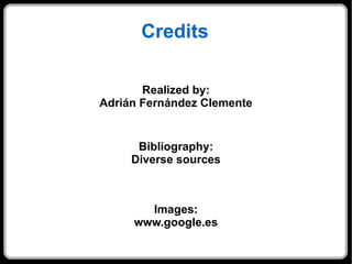 Credits Realized by: Adrián Fernández Clemente Bibliography: Diverse sources Images: www.google.es 