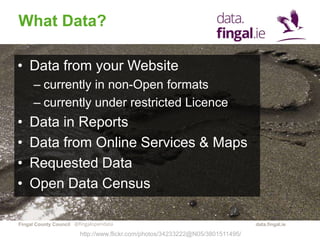Fingal County Council data.fingal.ie
Census Criteria
@fingalopendata
• Exists
• Digital
• Public
• Free of Charge
• Online...