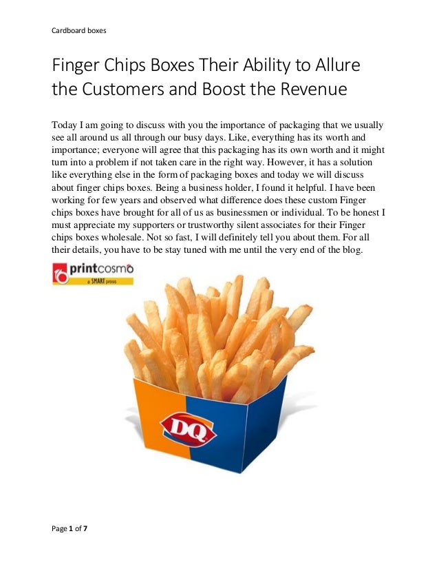 Finger Chips Boxes Their Ability to Allure the Customers and Boost the