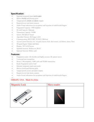 Fingerprint access control quotation bangladesh | PDF