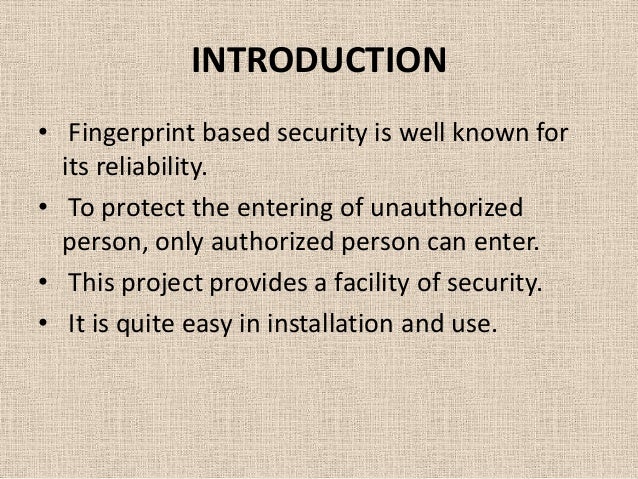 Finger Print Based Access Control System