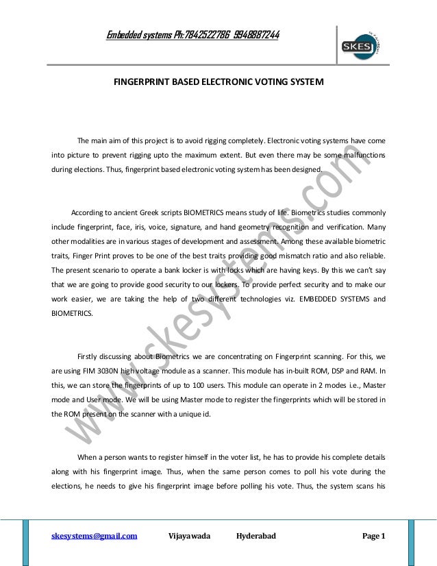 Fingerprint based electronic voting system
