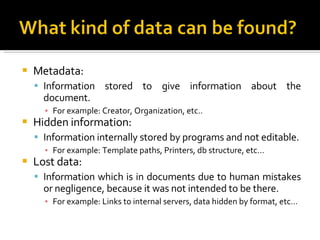 Tactical Fingerprinting using metadata, hidden info and lost data | PPT