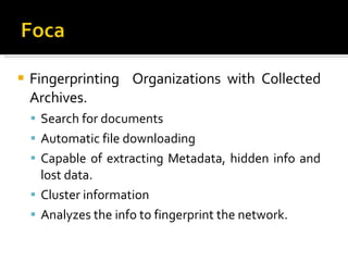 <ul><li>Fingerprinting  Organizations with Collected Archives. </li></ul><ul><ul><li>Search for documents </li></ul></ul><...