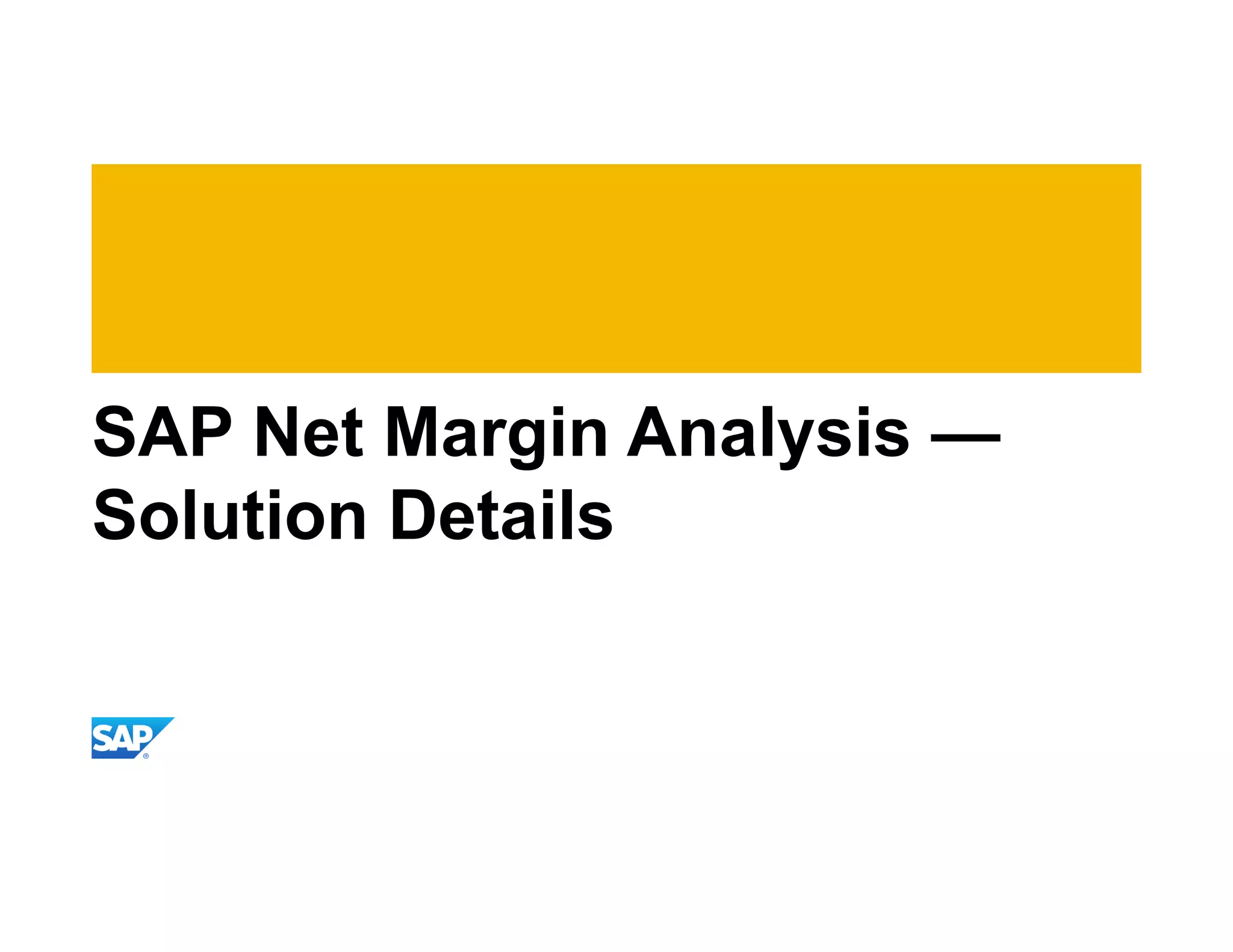 SAP Net Margin Analysis —
Solution Details
 