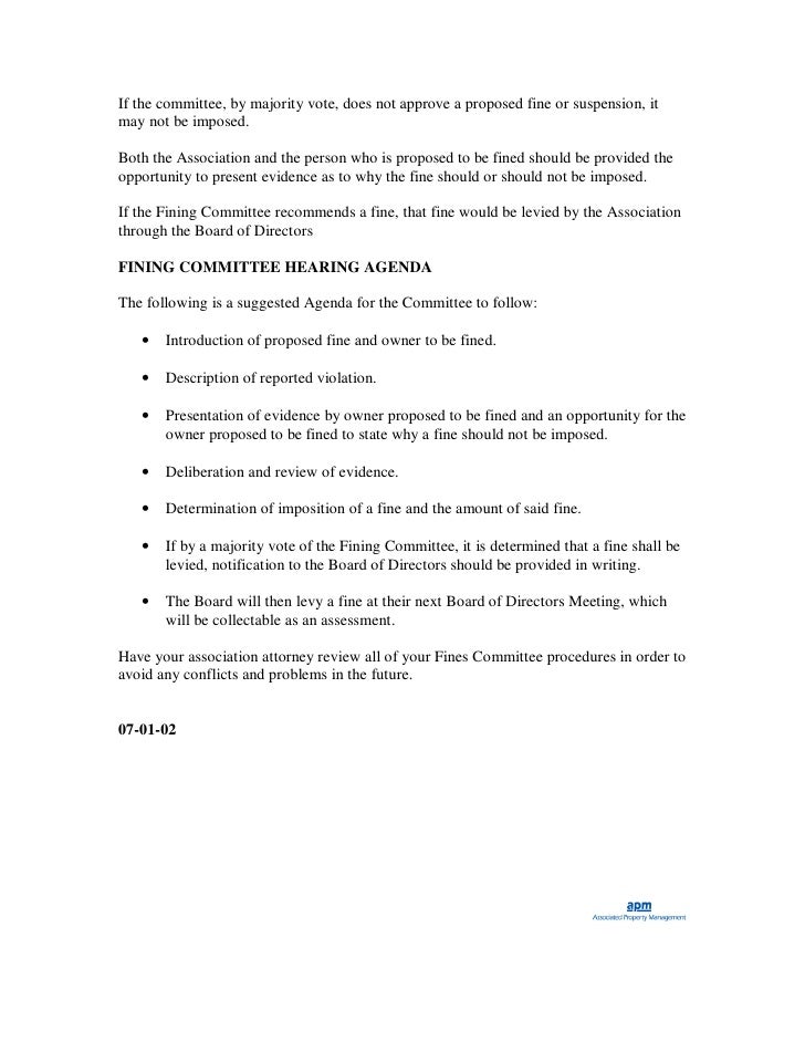 Fining Procedures For Community Associations