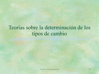 Teorías sobre la determinación de los tipos de cambio Finanzas Internacionales 