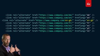 <link rel="alternate" href="https://www.company.com/de/" hreflang="de" />
<link rel="alternate" href="https://www.company.com/en/" hreflang="en" />
<link rel="alternate" href="https://www.company.com/en-gb/" hreflang="en-gb" />
<link rel="alternate" href="https://www.company.com/fr/" hreflang="fr" />
<link rel="alternate" href="https://www.company.com/es/" hreflang="es" />
<link rel="alternate" href="https://www.company.com/pt/" hreflang="pt" />
<link rel="alternate" href="https://www.company.com/nl/" hreflang="nl" />
 
