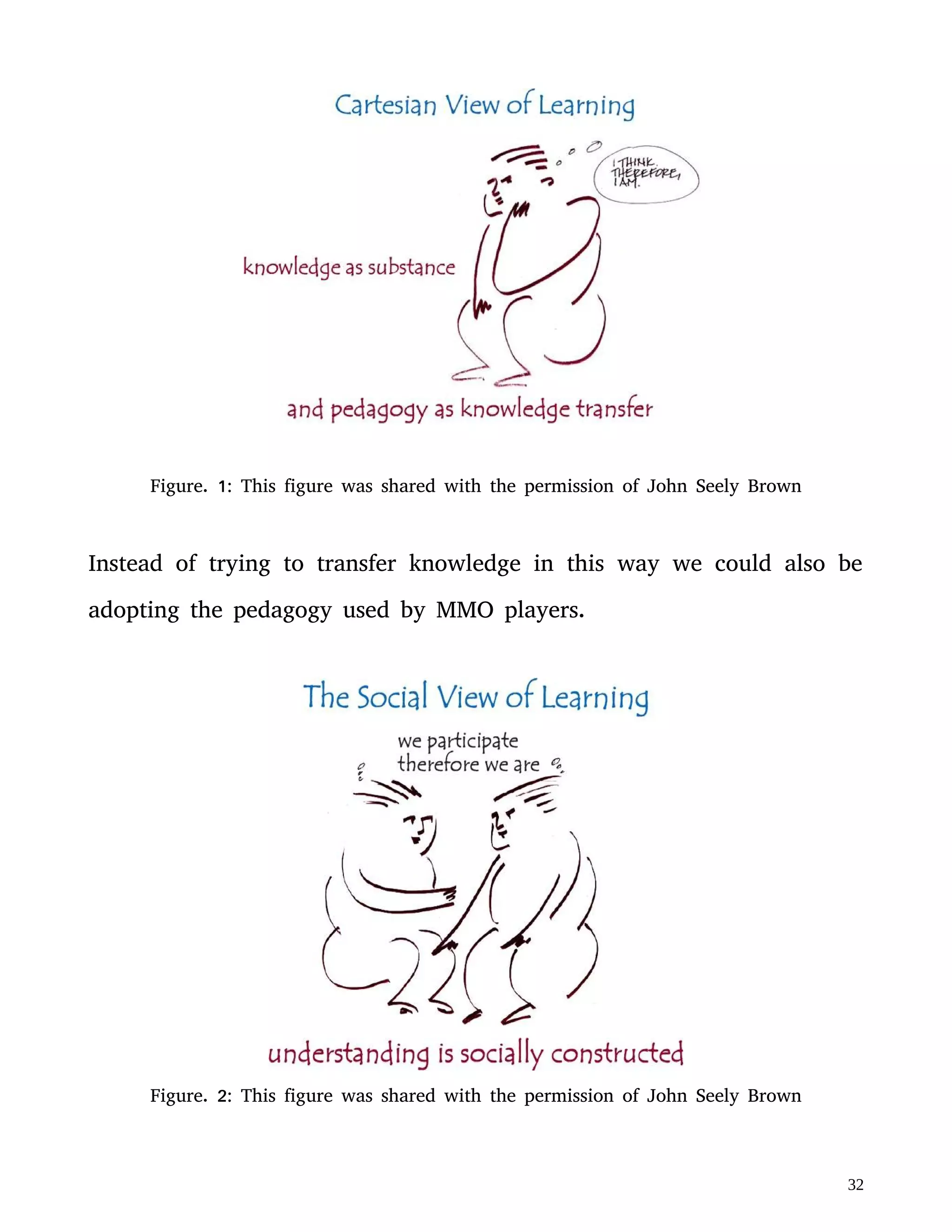 gain several other advantages at a tacit level, of which some were
mentioned when talking about the Constance Seinkuehler research.
These habits of mind not only allow students to apply the explicit
knowledge content they adquire in the real-world, but also allow them
to make sense and keep learning after they've left the classroom. And
ofcourse, they develop the emotional hooks already mentioned.
Studies from Harvard show that the number one predictor of a student
doing well at Harvard is his or her ability to join, or better yet create
study groups. Social learning is not some abstract theory I've linked
from games to the real world, but has the most practical value to
offer for education.
XI.
All these different elements can be wrapped into a process called
Praxis. Praxis is a pedagogy that has been advocated from Aristotle to
Karl Marx. I first came across the definition through Dave Snowden,
who explains that cognitive science has proven that it is a process of
learning both explicit and tacit knowledge that reconstructs the brain
and enables people to perform complex tasks. He sites a study on taxi
drivers from London, where one can literally see structural changes in
the part of the brain called the hippocampus, after 2-3 years of
 