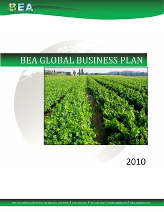 BEA GLOBAL BUSINESS PLAN




                    2010
 