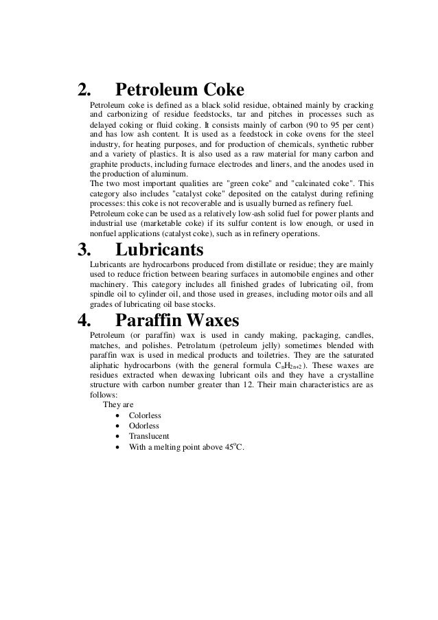 Finished products of petroleum