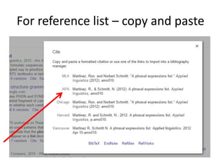 Finishing touches: citation and referencing | PPTX