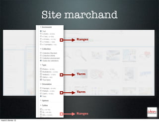 Site marchand

                           Ranges




                           Term




                           Term




                          Ranges
mardi 5 février 13
 