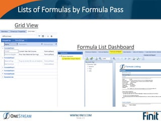 Lists of Formulas by Formula Pass
Slide 21
Grid View
Formula List Dashboard
 