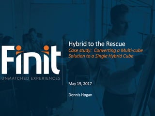 Hybrid to the Rescue
Case study: Converting a Multi-cube
Solution to a Single Hybrid Cube
May 19, 2017
Dennis Hogan
 