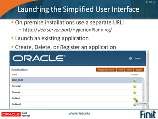 ©2016
Launching the Simplified User Interface
• On premise installations use a separate URL:
• http://web server:port/Hype...