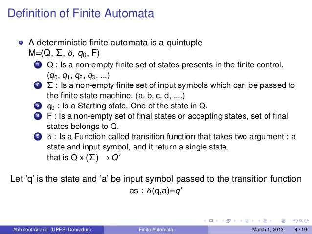 automata equivalence of finite automata and We give a new proof for the fact that measure-many one-way quantum finite automata(mm-1qfa) recognize only regular languages with bounded error our proof. automata equivalence of finite automata and We give a new proof for the fact that measure-many one-way quantum finite automata(mm-1qfa) recognize only regular languages with bounded error our proof.