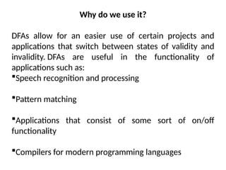 Dfas Its Finite Automata.pptx Formal language and automata theory | PPTX