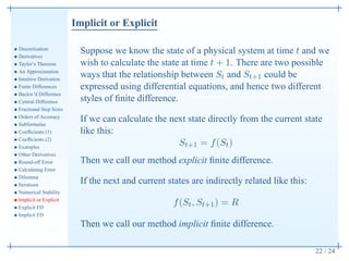 Implicit Difference Method The Finite Difference Method - March 30th, 2012 | PDF