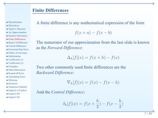 The Finite Difference Method - March 30th, 2012 | PDF