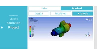 Project
Application
Objective
Introduction
Aim Method
Design Modeling Analysis
 