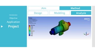 Project
Application
Objective
Introduction
Aim Method
Design Modeling Analysis
 