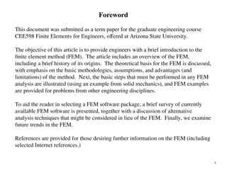 Foreword Article Design Example Comprehensive Introduction to the Finite Element Method for Engineers | PPT