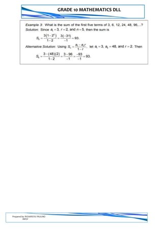 GRADE 10 MATHEMATICS DLL
Prepared by: RICHARD B. PAULINO
INRSF
 