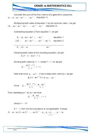 GRADE 10 MATHEMATICS DLL
Prepared by: RICHARD B. PAULINO
INRSF
 